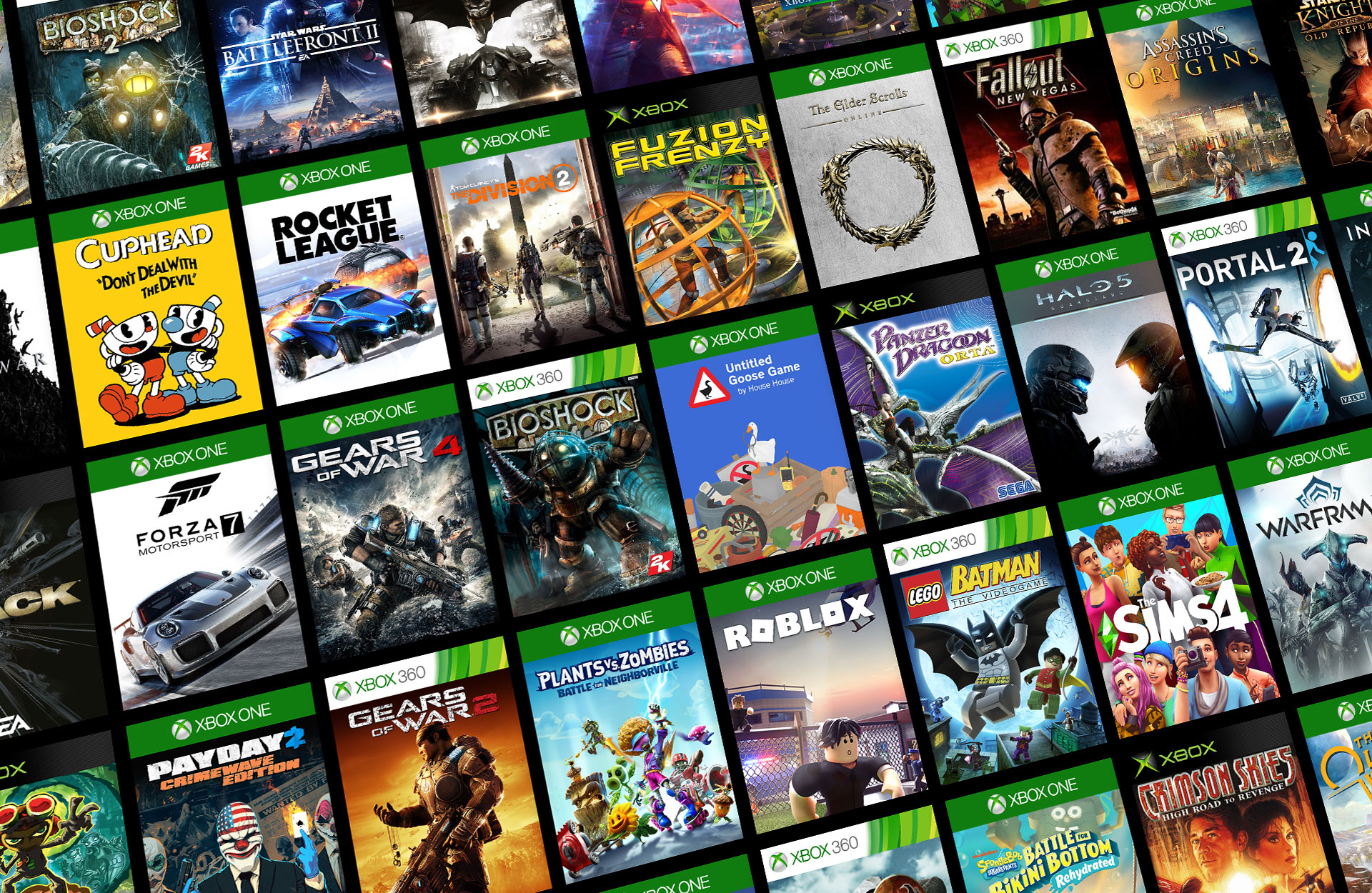 Xbox 向下兼容游戏作品的拼接图